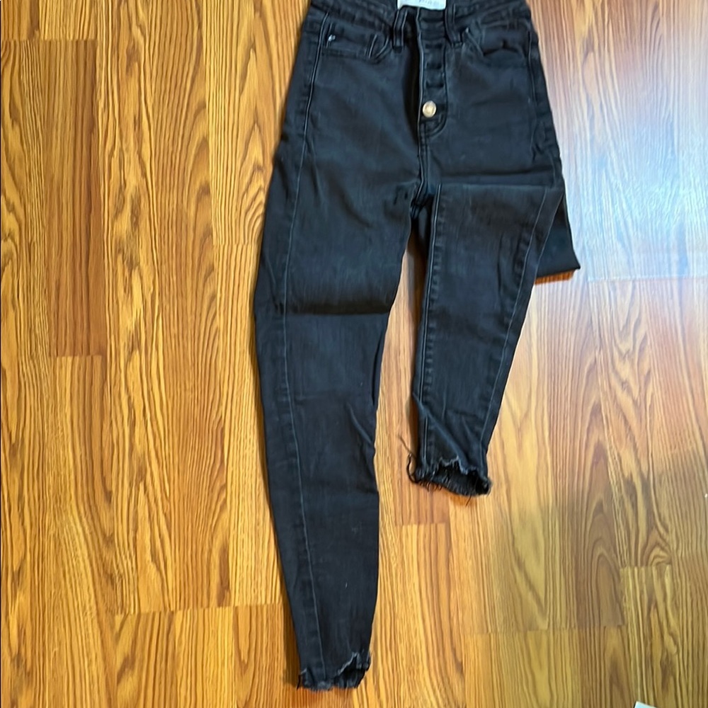 Women's Black Jeans,high Rise With Buttins Size 1/24